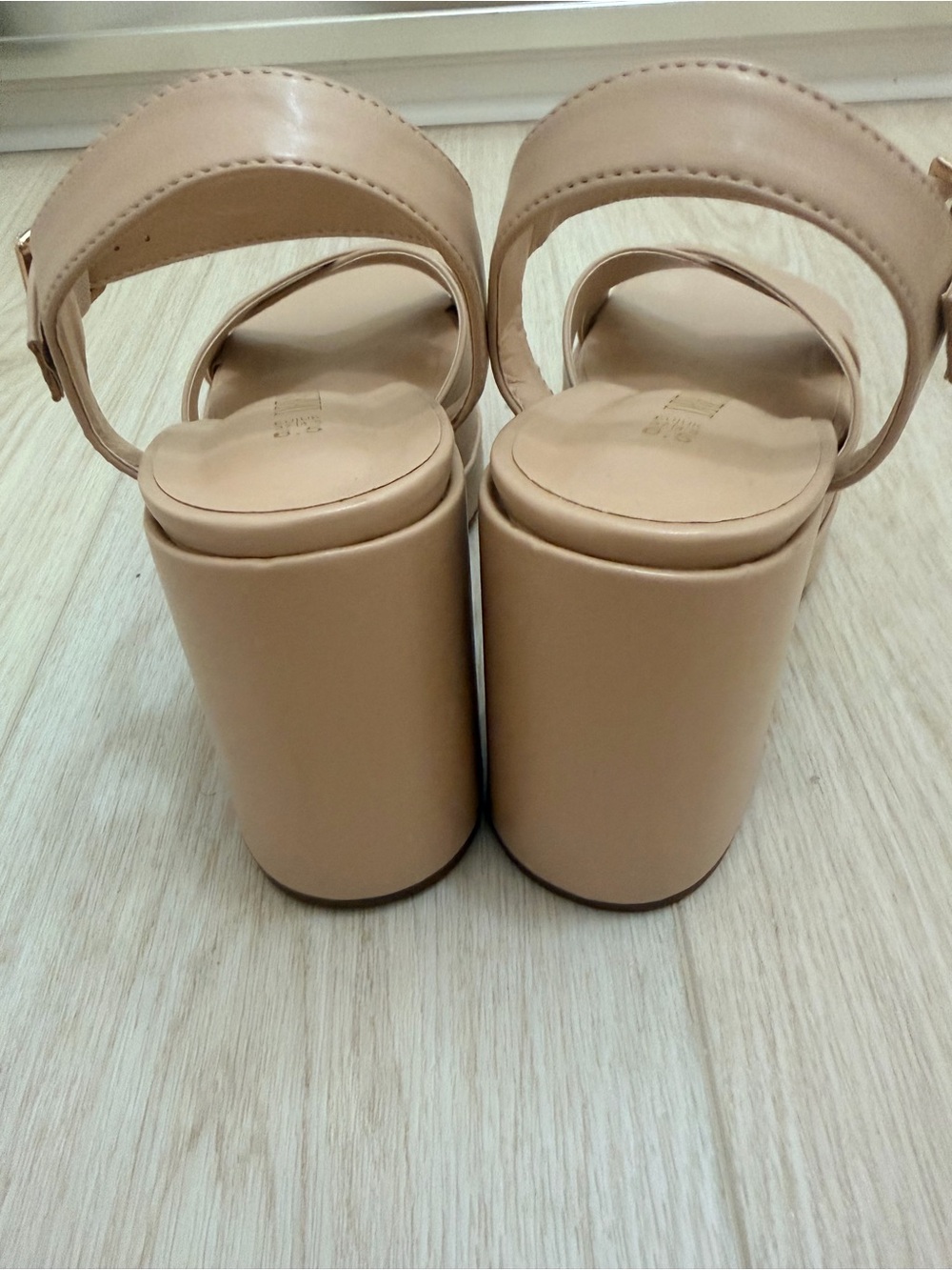 Dream Pairs Beige Platform Block Heel Sandal with Ankle Strap - Picture 4 of 6